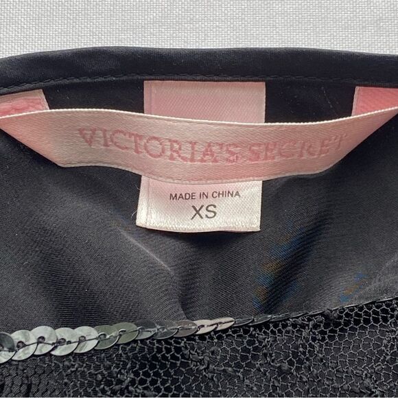 Vintage Y2K Black Silk Bedazzled Fringe Slip Dress Size Extra Small - Picture 12 of 15